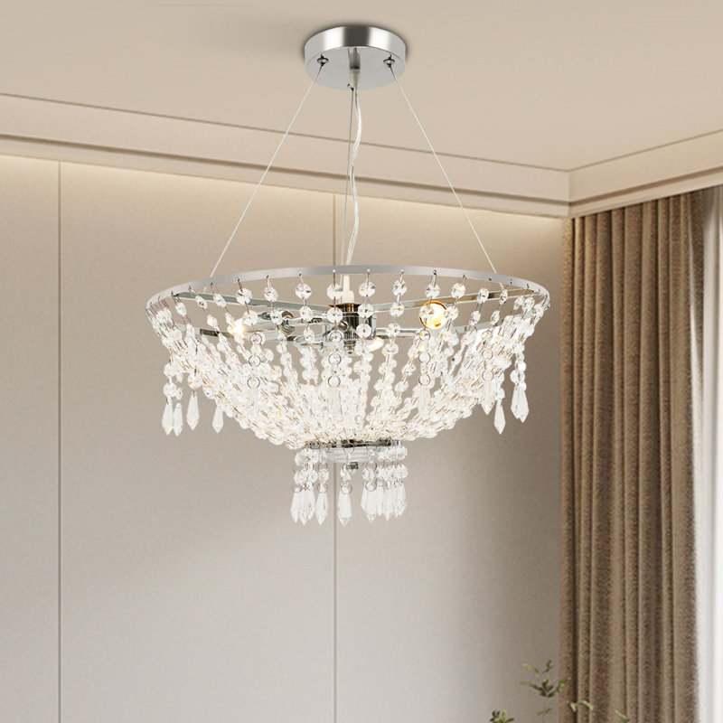 Luminaire suspendu de style moderne 16 "à 3 lumières en cristal de chrome argenté