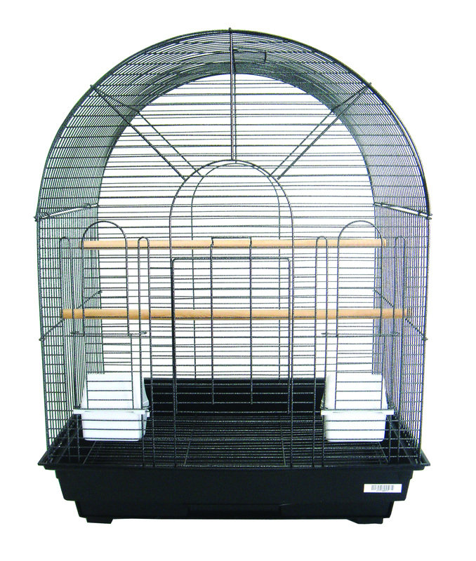 26'' Steel Dome Top Table Top Bird Cage with Perch, Black