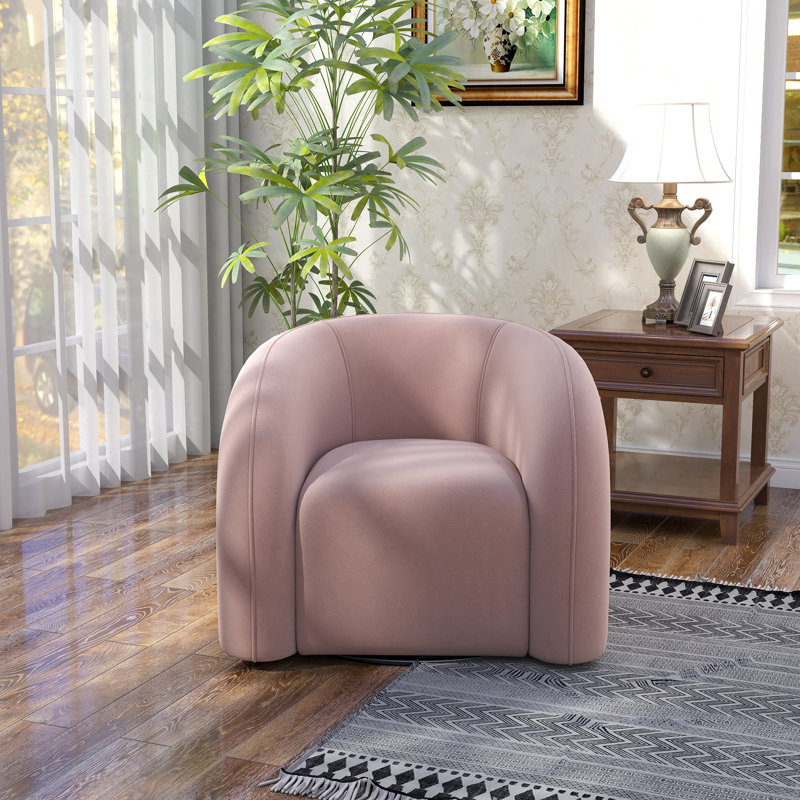 Fauteuil demi-tonneau pivotant Bricyn, Rose