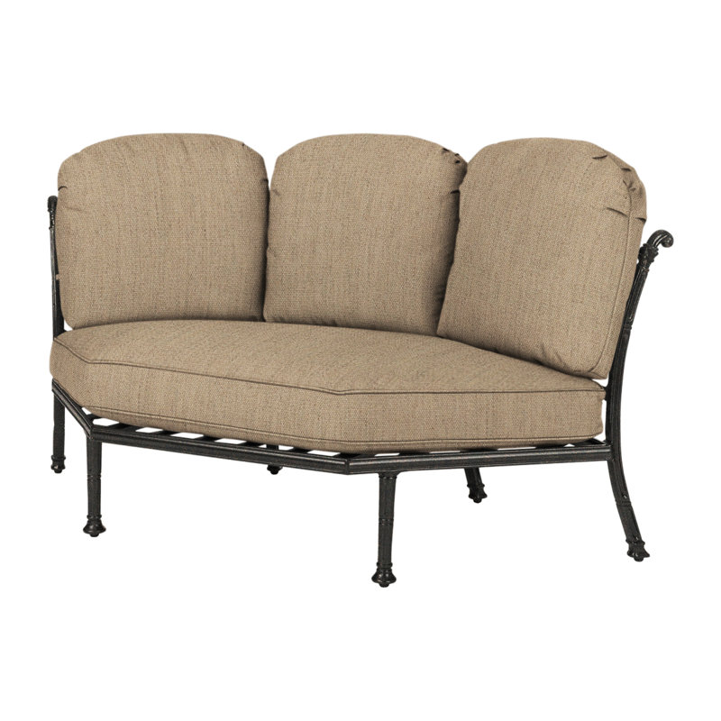 Florence Cushion Three-Back Corner Chair, Canvas Heather Beige Sunbrella® Canvas, Desert Bronze