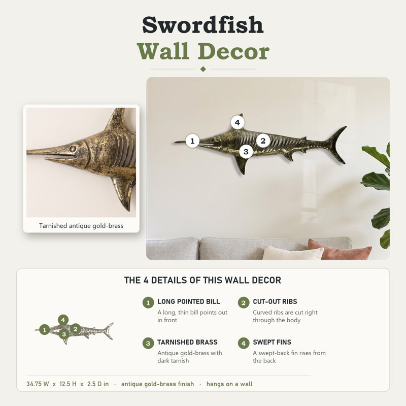 Swordfish Wall Decor - Gold