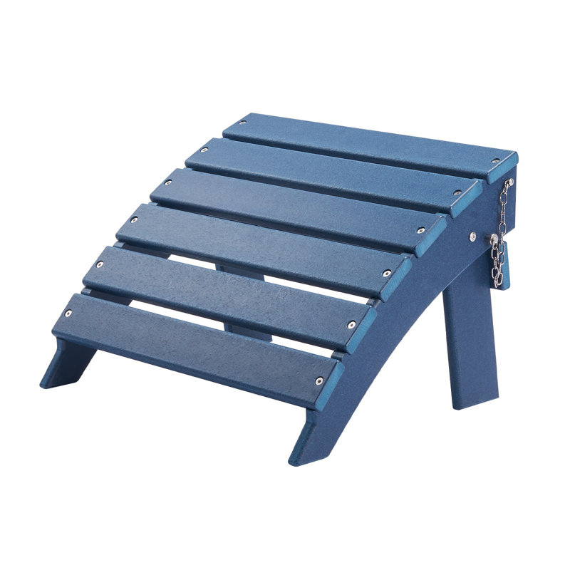 Adirondack Ottoman Set Of 2, 18.7L X 18.9W X 13.8H Inch HDPE Plastic Folding Adirondack Ottoman, Weather-Resistant Foot Rest For Adirondack Chair, Used For Outside Porch Pool Lawn Backyard, Blue