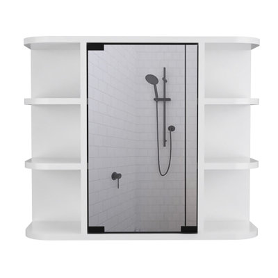 2 Piece Bathroom Furniture In White - Double Door Vanity & Mirror Medicine Cabinet, Abundant Shelves For Items Kit With Adequate Interior Space 6.28" X 5.82" Accessories, Compact Any Bath