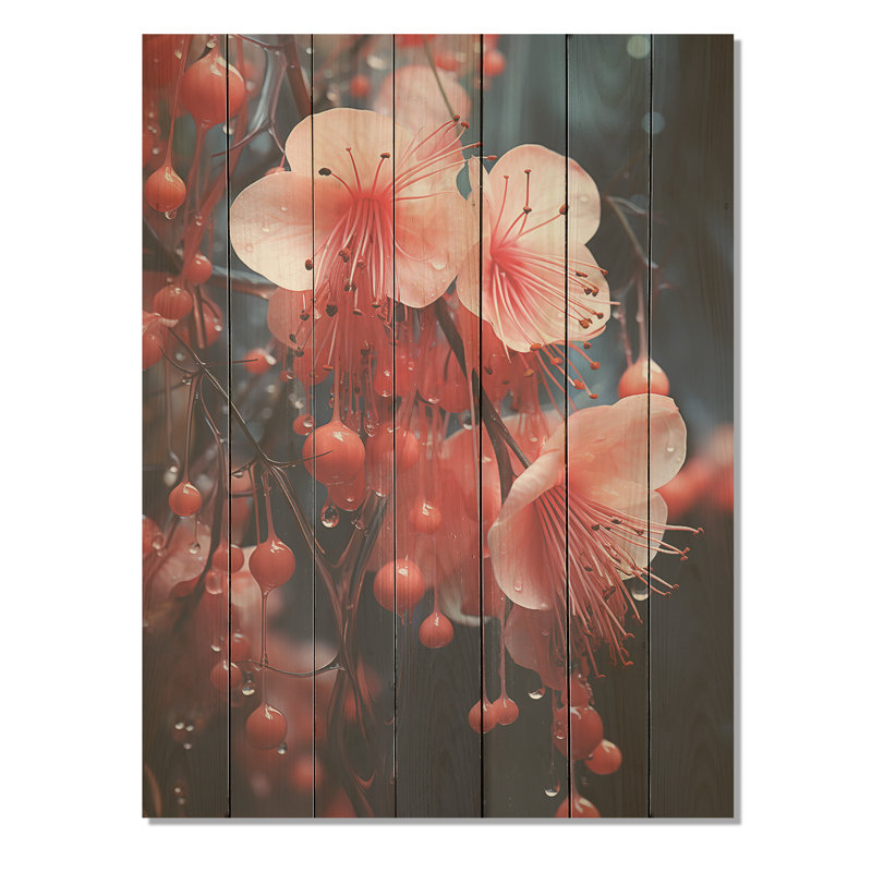 Ethelyn - Fuchsia sur bois, H 40 po x l 30 po