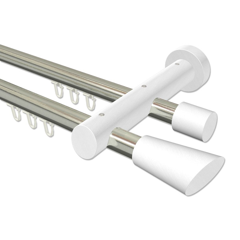 Candler Adjustable 2cm Double Curtain Pole, 5cm H x 200cm W x 15cm D