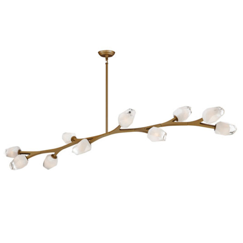 Dreanda 10 - Light Dimmable Modern Linear Chandelier, Natural Aged Brass