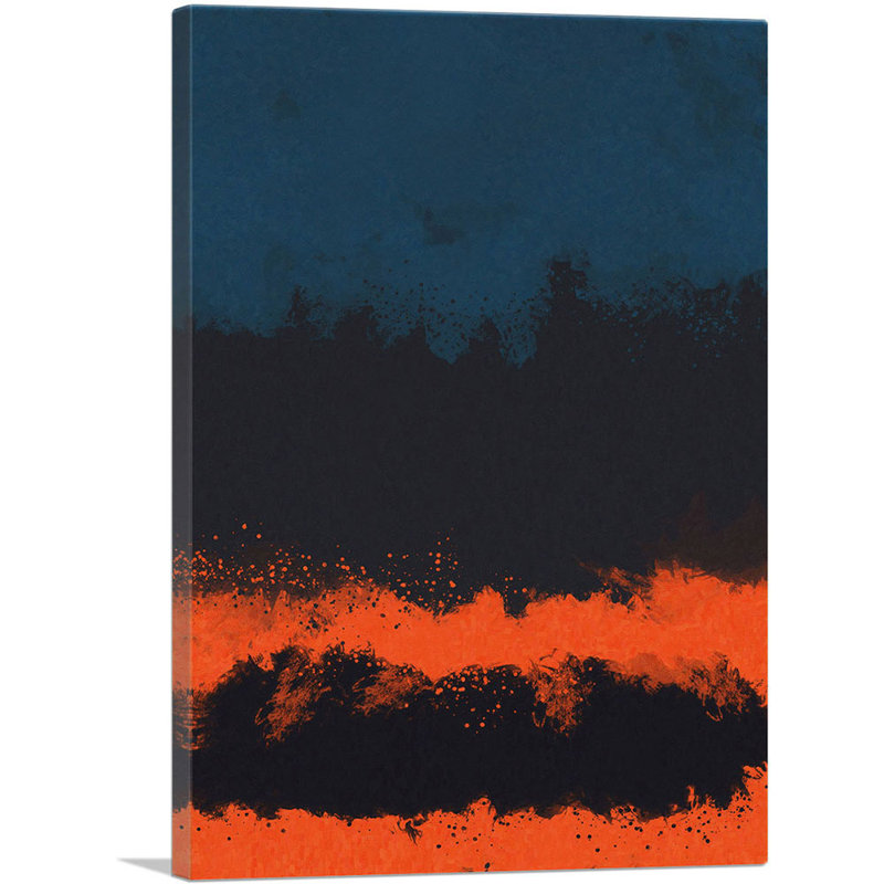 Bleu marine, orange, noir, noir, moderne, reproduction d'art sur toile tendue, H 40 po x l 26 po x P 1,5 po