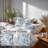 French Country Bedding Set Of 5 - Blue Classic Toile Duvet Cover And Throw Pillow Set-124288729
