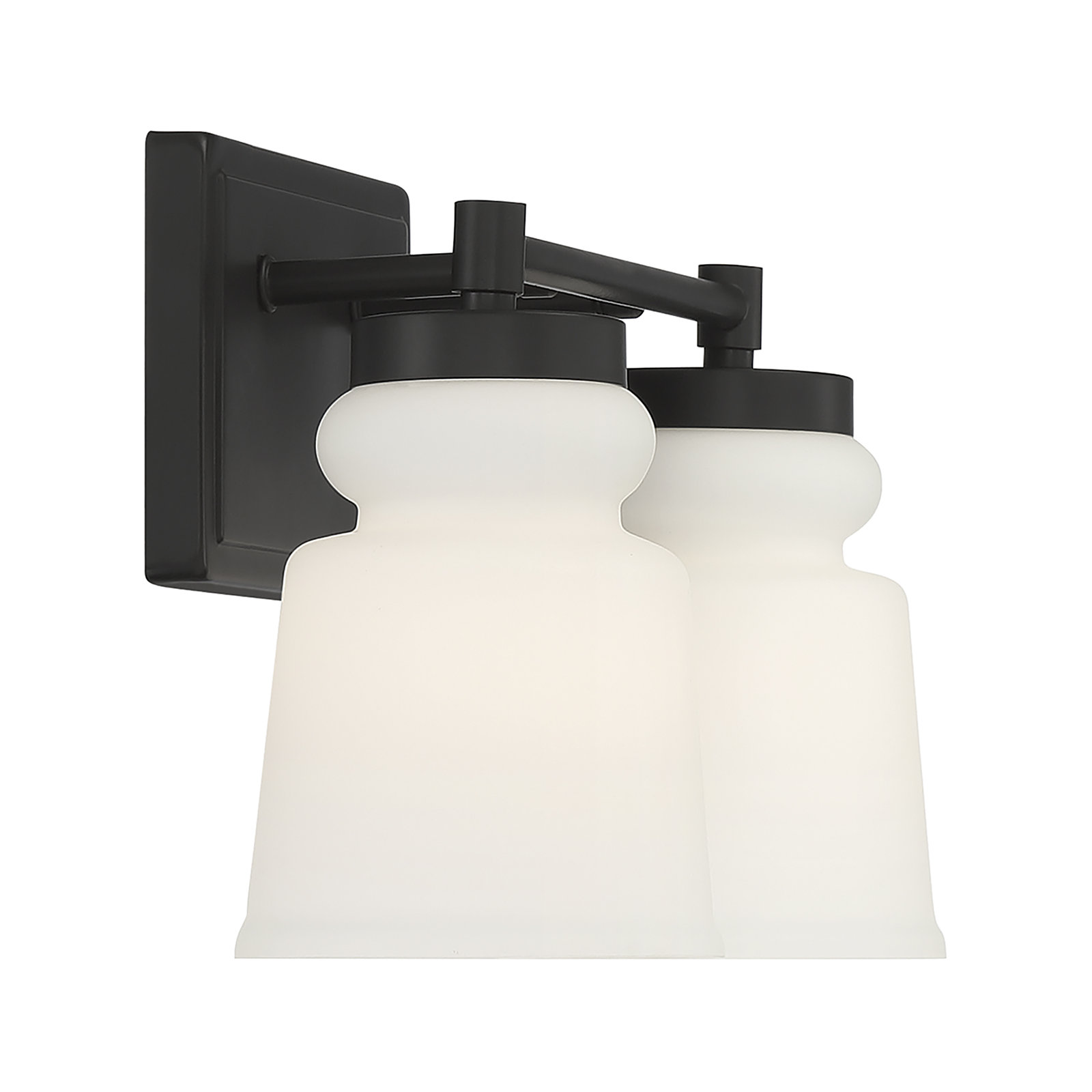 Gulliver 2 Light Frosted Dimmable Vanity Light, Matte Black