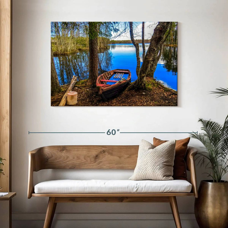Mehar, vieux bateau dans la forêt, H 30 po x l 45 po