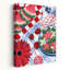 Celebrate in Red White and Blue Contemporary Summer Flower Wall Art Print-770214134