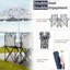 Double chaise de camping pliante avec porte-boisson pour parasol, sac de transport, table pliante, grande capacité de charge pour patio, piscine, parc, motif de requin extérieur