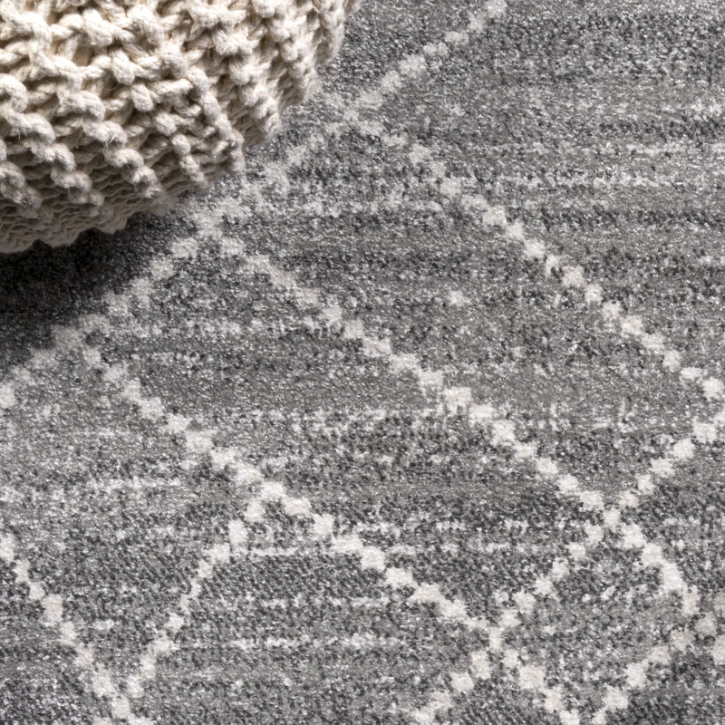 Coe Moroccan Modern Diamond Gray Rug, Runner 2'3" x 10'