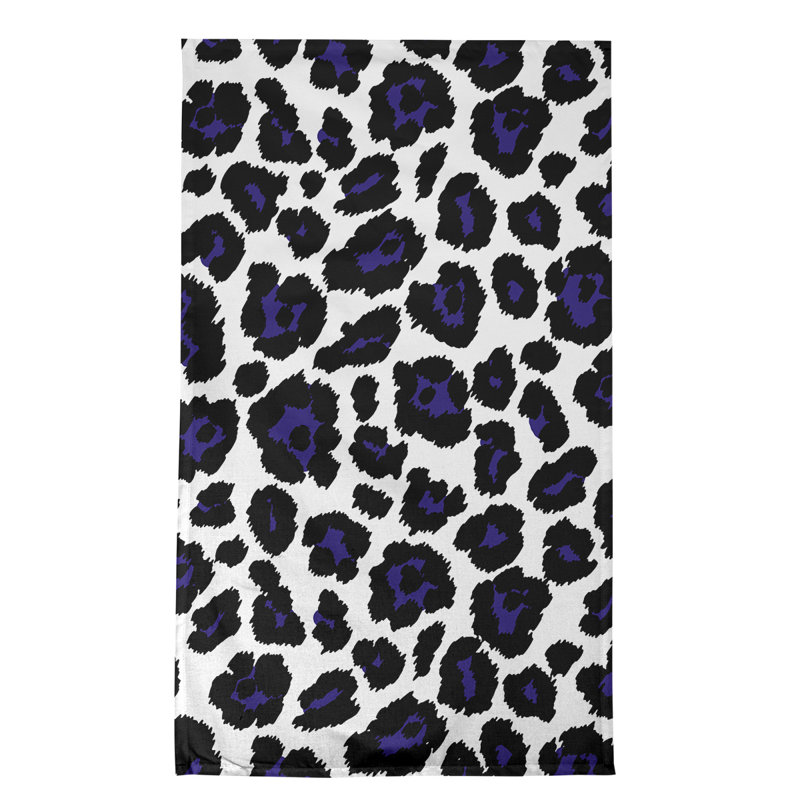 Tea Towel Kitchen Towel, Cotton Blend, White/Black/Purple