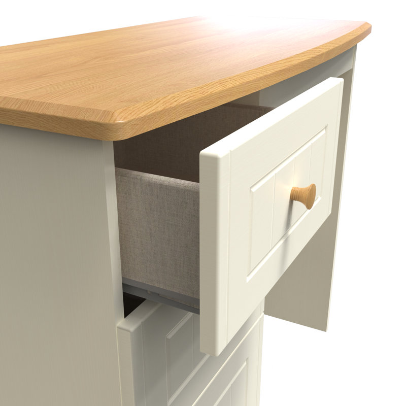 Fully Assembled Saxena Dressing Table, Cream with Oak Finishing