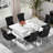 Rectangle Marble Texture Dining Table Set-1078780862-1078780856-1078780857