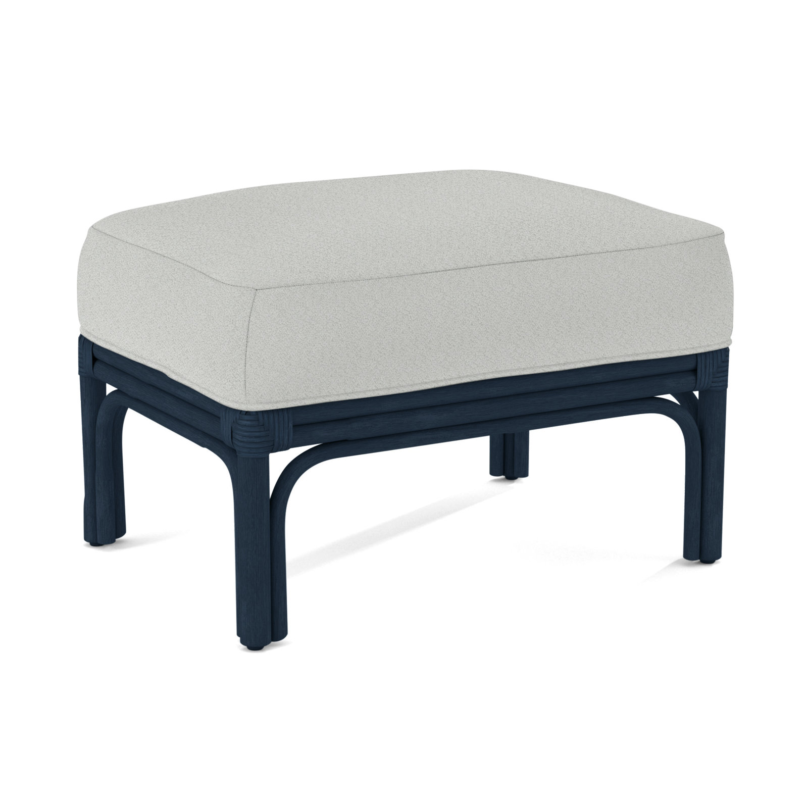 Boca Upholstered Ottoman, Navy, White Performance Fabric; 0851-94