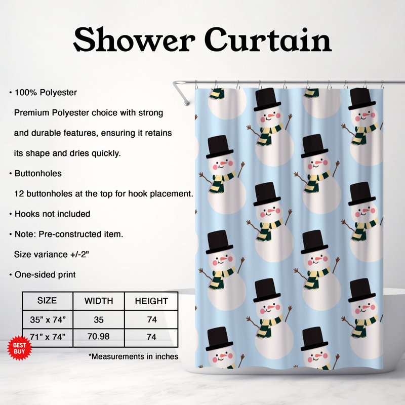 Festive Fun - rideau de douche standard 1 pièce, H 74 po x l 71 po