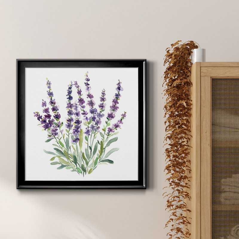 Lavande botanique II - Cadre photo, reproduction d'art sur toile, H 34,5 po x l 34,5 po x P 1,5 po, Cadre noir