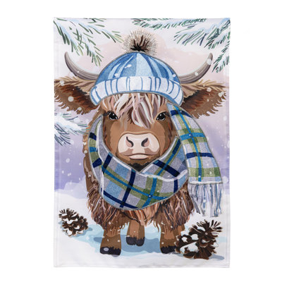 Drapeau d'hiver Winter Highland Cow