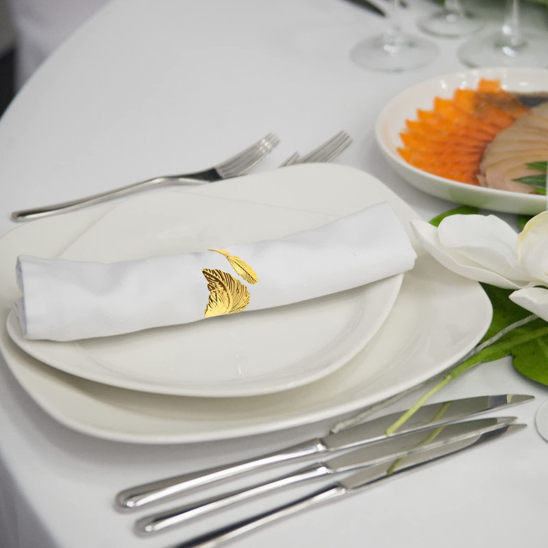 Paquet de 12 anneaux de serviette en feuille d'or en acier inoxydable, table décorative élégante pour un usage quotidien