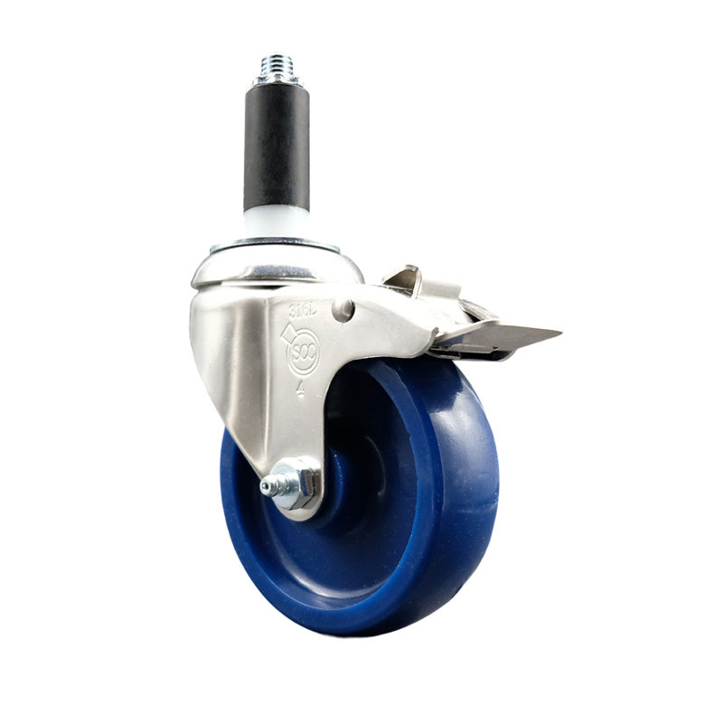 Solid Poly Swivel Expanding Stem Caster Lock Brake, 4" H x 4" W
