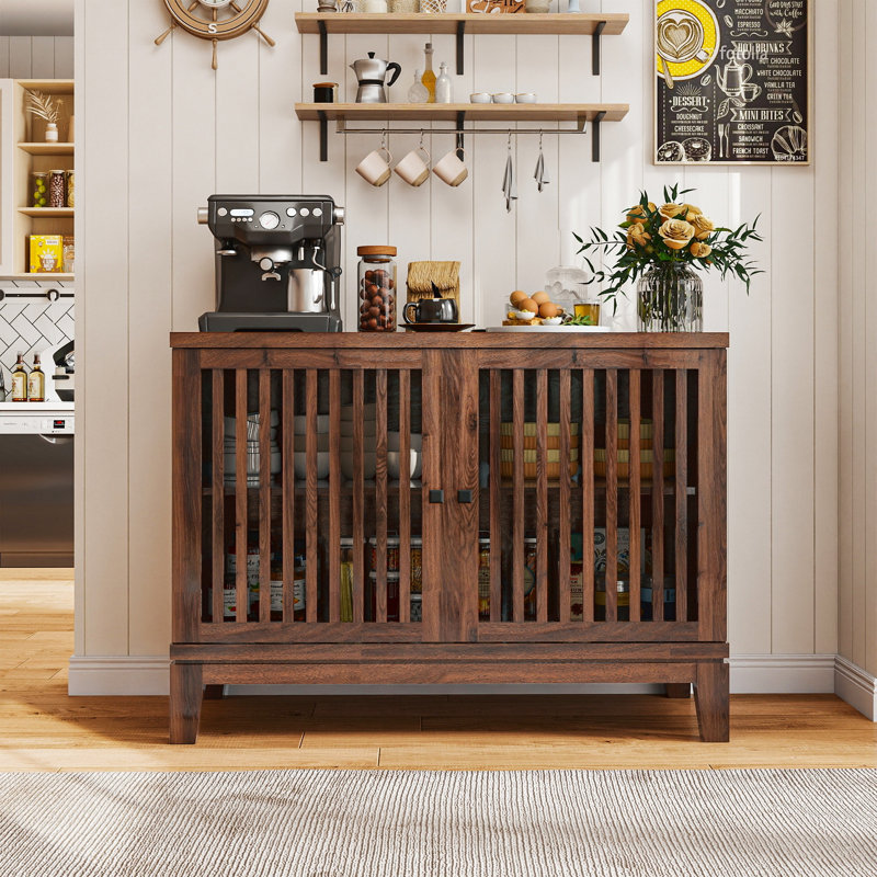 Buffet 31 "avec portes à lattes pour la cuisine Farmhouse Buffet, Walnut, 1