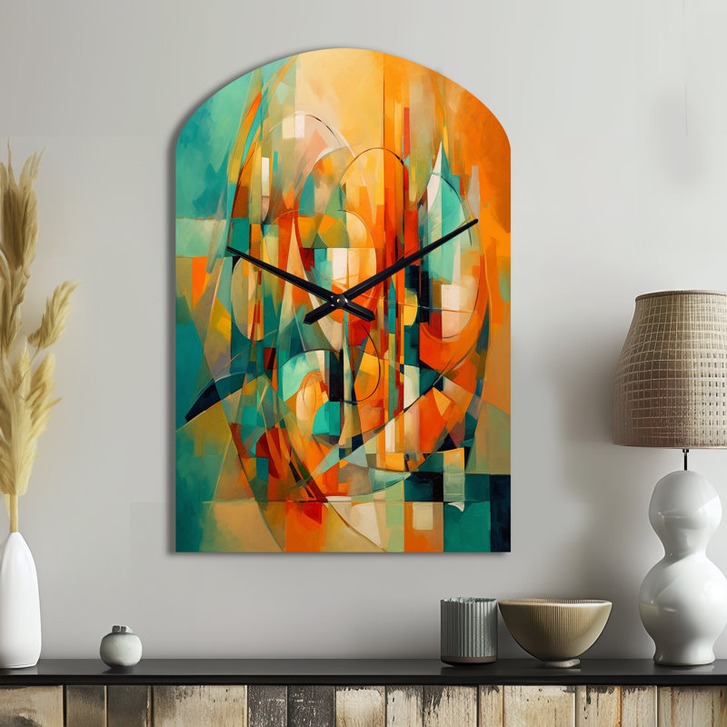 Fady - Arch Shape Large Abstract Cubism 3D Wall Clock, Medium