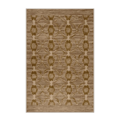 Machine Washable Art Deco Brown Area Rug