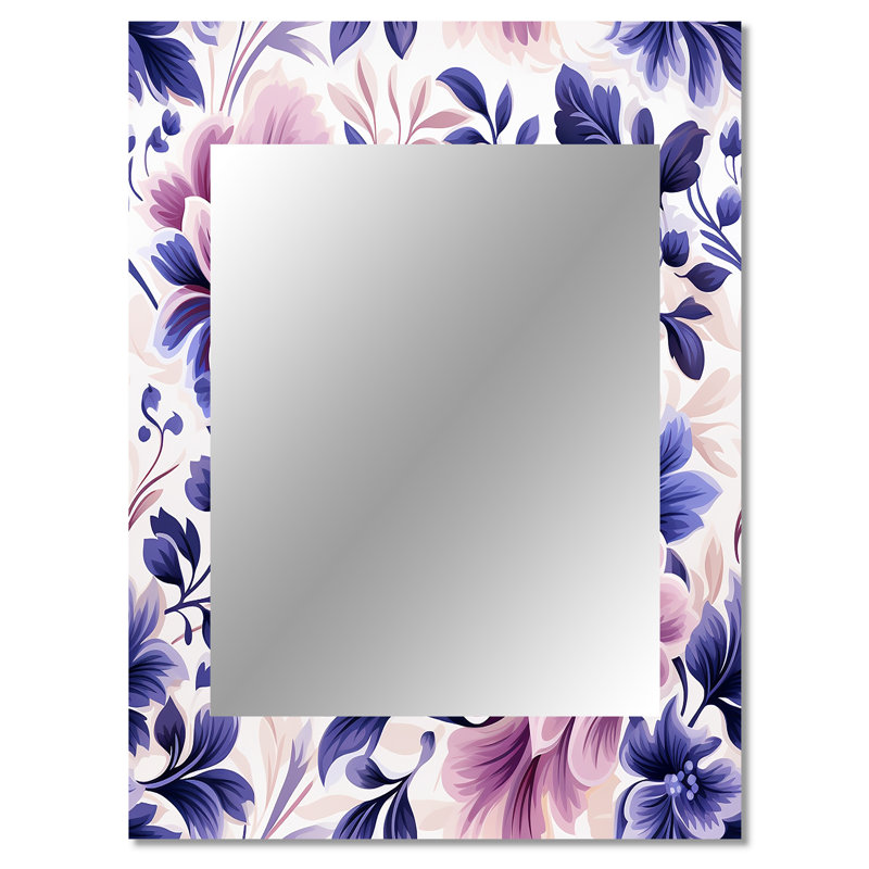 Moroccan Damask Poppies Intrigue - miroir mural damassé, miroir décoratif bohème, impression d'art en métal, 40 po x 30 po