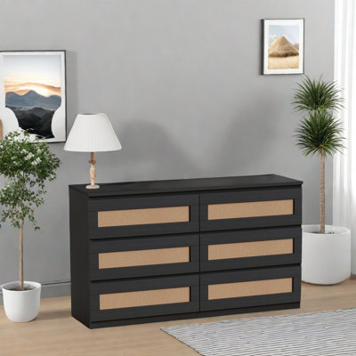 6 Drawer Dresser, Rattan Dresser For Bedroom, Chest Of Drawers For Bedroom, Hallway, Living Room by Bay Isle Home