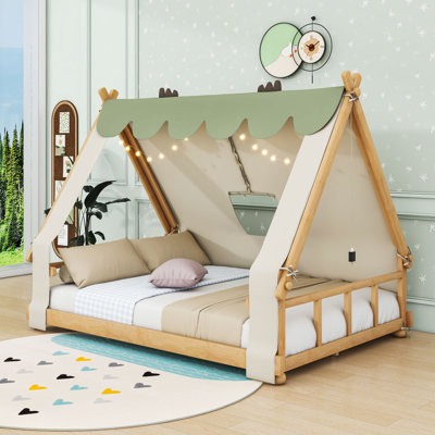 Lit en bois avec tente détachable et toit Whimsical Forest