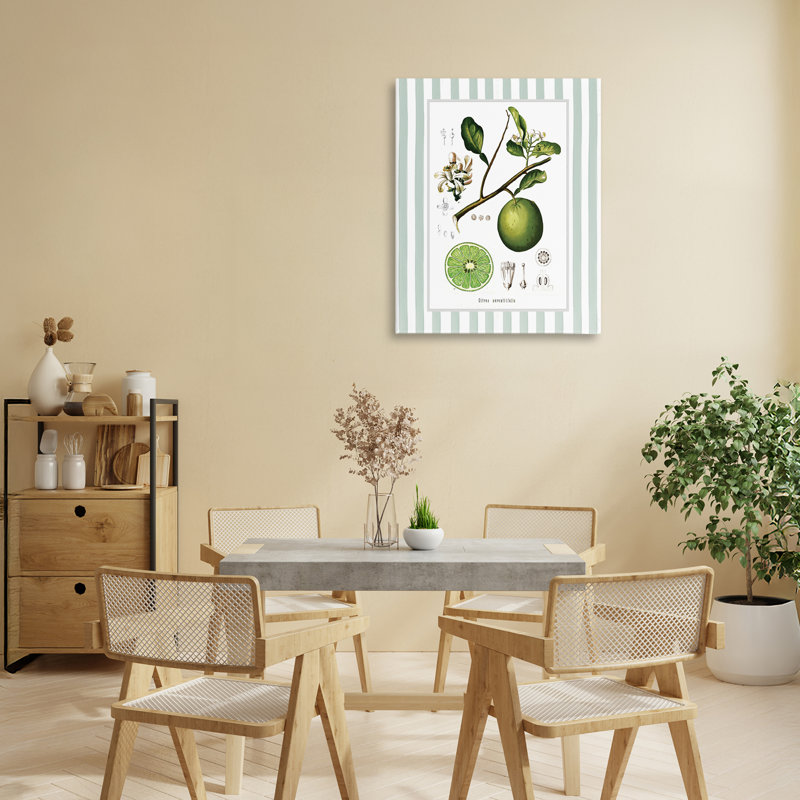 Toile rétro à rayures vert lime, design par lettré et doublé, H 20 po x l 16 po