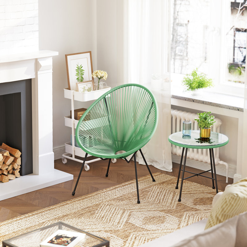 3 Piece Rattan Seating Group, Light Green