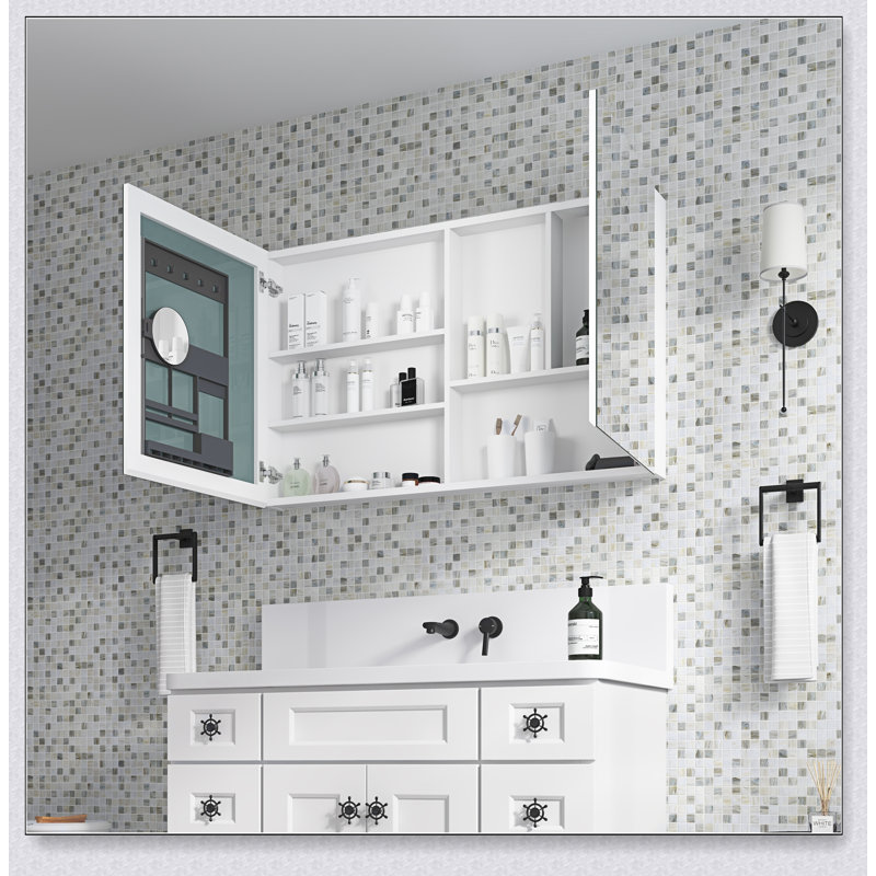 Armoire à pharmacie sans cadre à bords biseautés, espace de rangement spacieux et élégant pour les salles de bain modernes