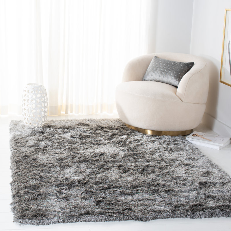 Cimah Shag Hand Tufted Performance Solid Color Rug, Rectangle 8'6" x 12'