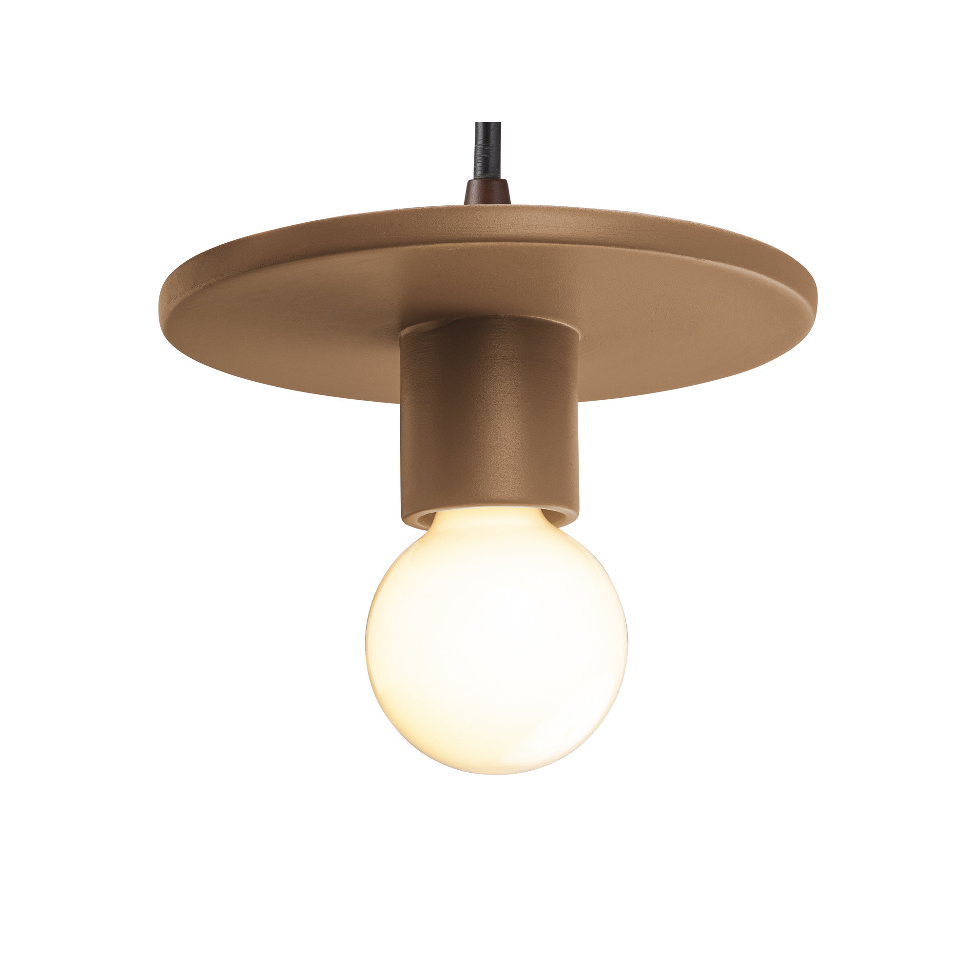 Leni Single Light Ceramic Dimmable Pendant, Adobe, Antique Brass