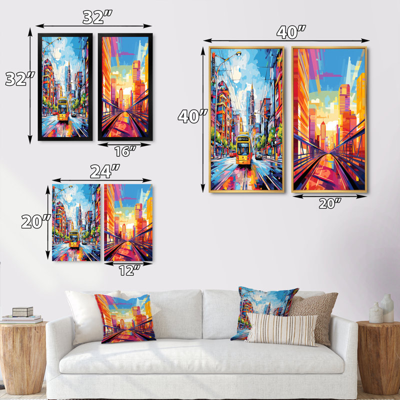 «City Berlin Popart», 2 pièces sur toile, H 40 po x l 40 po, Encadrement brun
