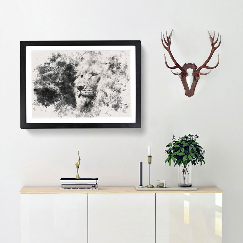 Portrait of a Proud Lion - Framed Print, Black Framed, 24cm H x 33cm W x 2cm D