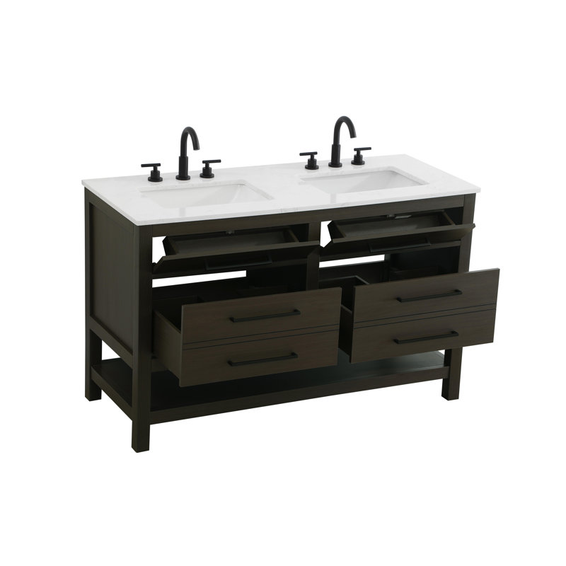 Meuble-lavabo double 54 po_Moderne_VF60554, Brun moka