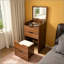 Bureau de coiffeuse 3 en 1 avec miroir éclairé et tabouret, coiffeuse à plateau rabattable, rangement compact pour la chambre à coucher, la salle de bain et le vestiaire-129459582