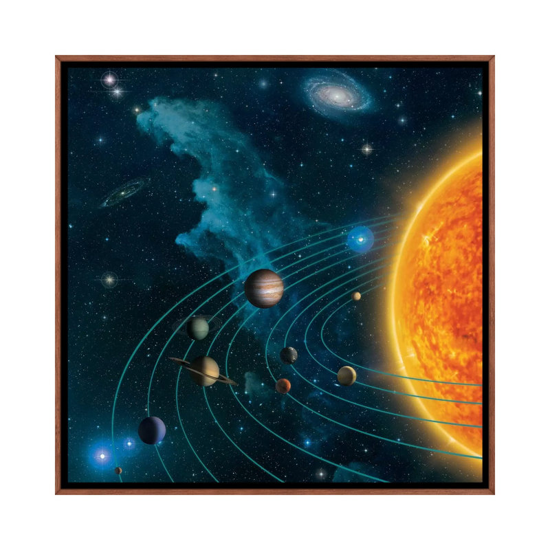 Solar System by Vincent Hie - Print on Canvas, Classic Brown Wood Framed, 93.98 cm H x 93.98 cm W