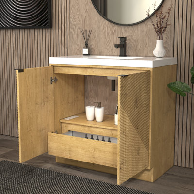 Meuble-lavabo autoportant avec lavabo en acrylique renforcé 35,4 po Monterey