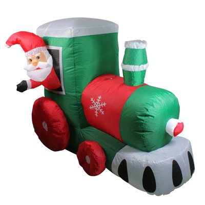 Décoration de Noël d'extérieur gonflable 4,5 'avec père Noël sur train locomotive 4,5'