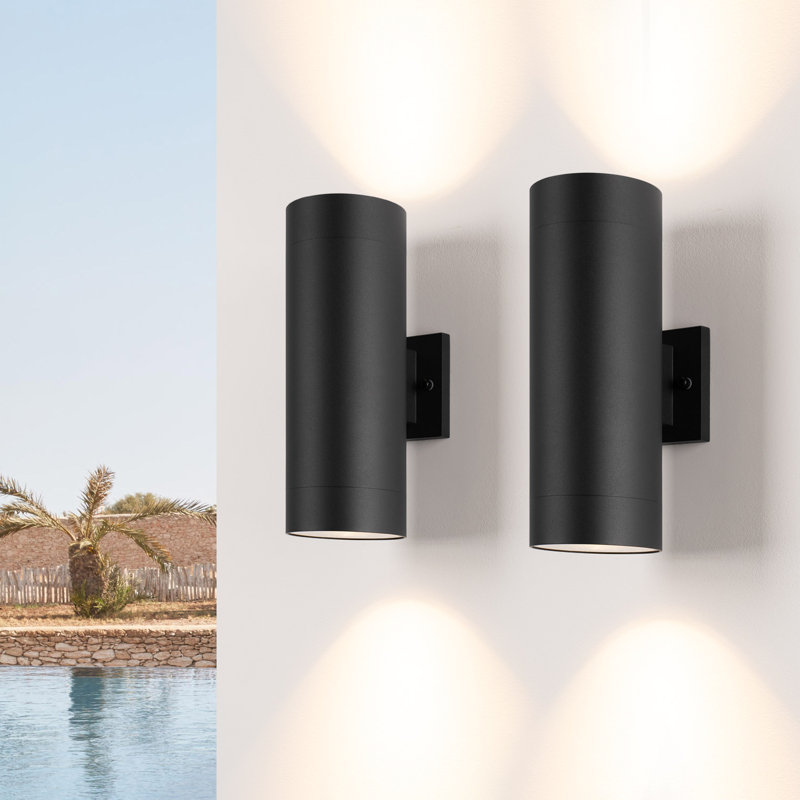 Lanterne murale d'extérieur à 2 ampoules Raley, Noir mat, H 13,78 po x l 5,12 po x P 7,09 po