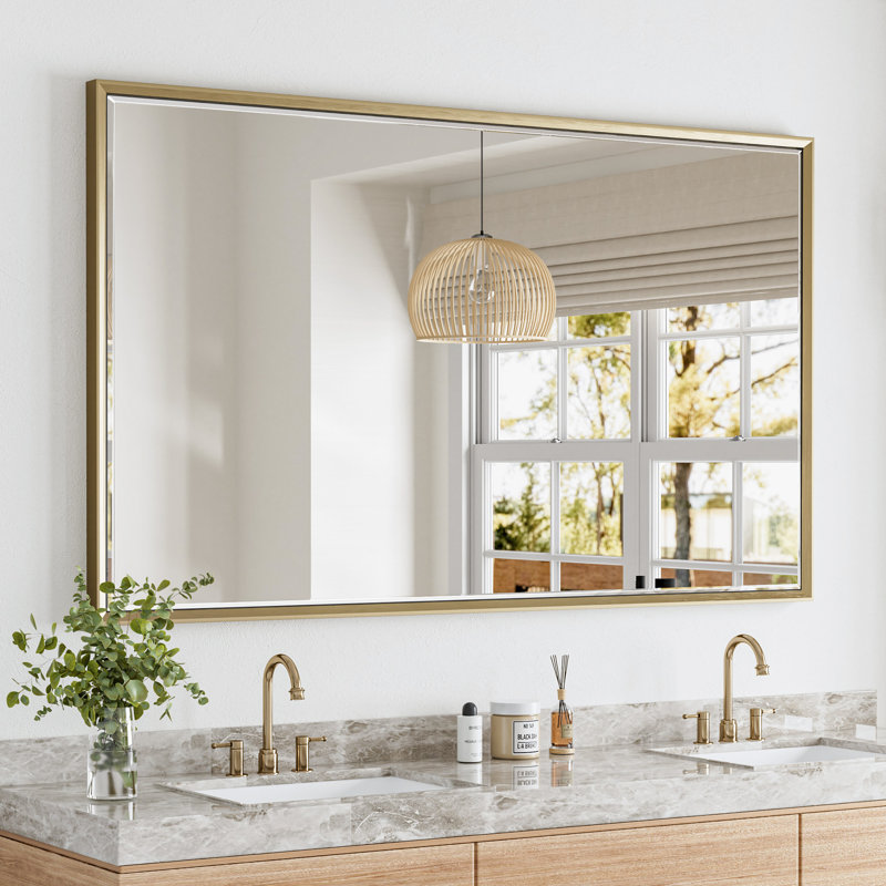 Miroir de salle de bain mural Lohoski, Or, 36 po x 60 po