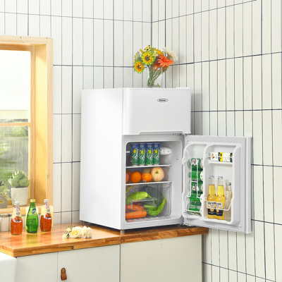 Costway 3.11 Cubic Feet Portable Freestanding Mini Fridge with Freezer