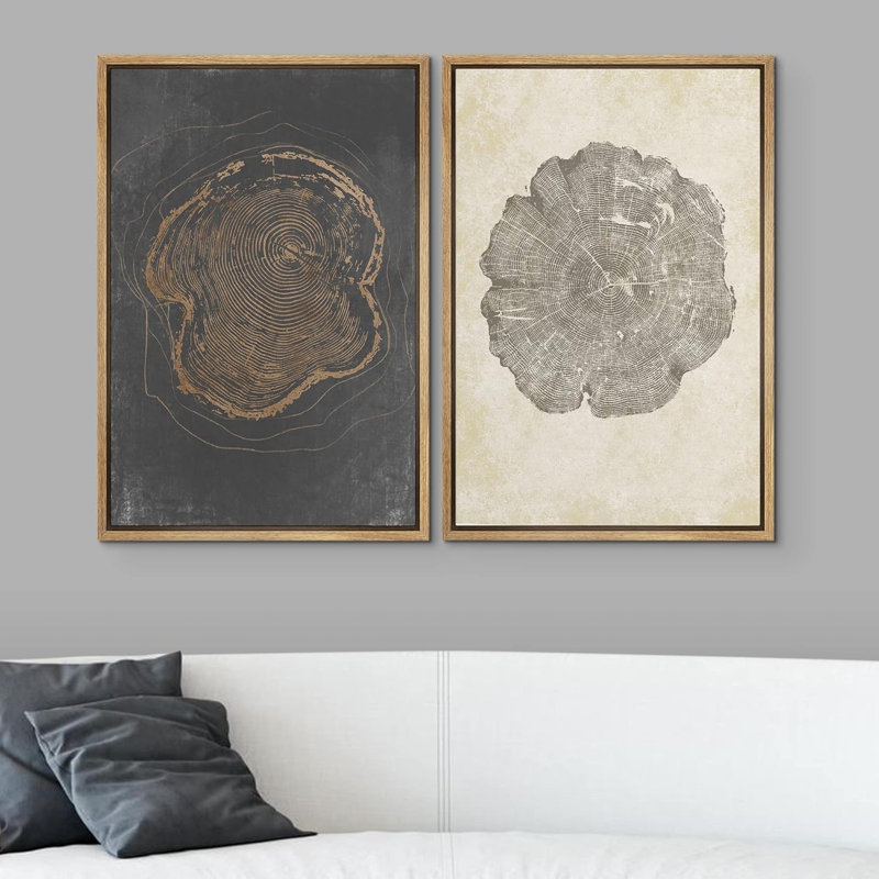 «Pastel Grungeest Tree Rings», 2 pièces, Naturel, H 36 po x l 24 po