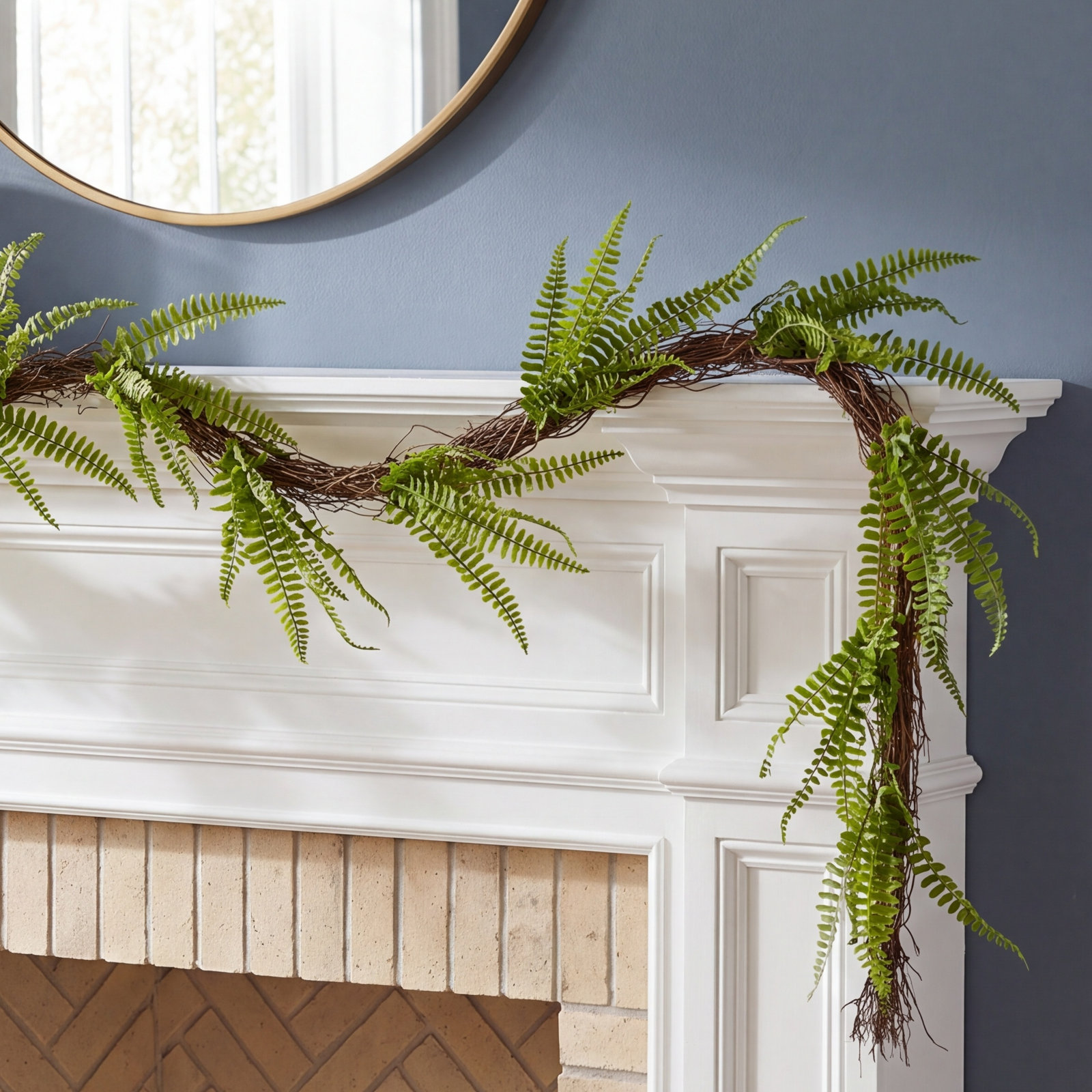 6FT Artificial Real Touch Rustic Twig Greenery Fern Garland For Front Door Mantel Draping Wedding Arches Decor