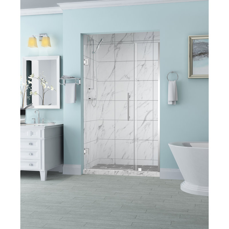 Belmore 60'' x 72'' Frameless Hinged Shower Door in Chrome with Tempered Glass